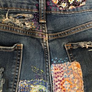 Boho Hand Embroidered Jeans with Stretch!